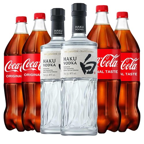 Case of 6 with Haku Japanese Craft Vodka 70cl and Coca-Cola Mixer Set